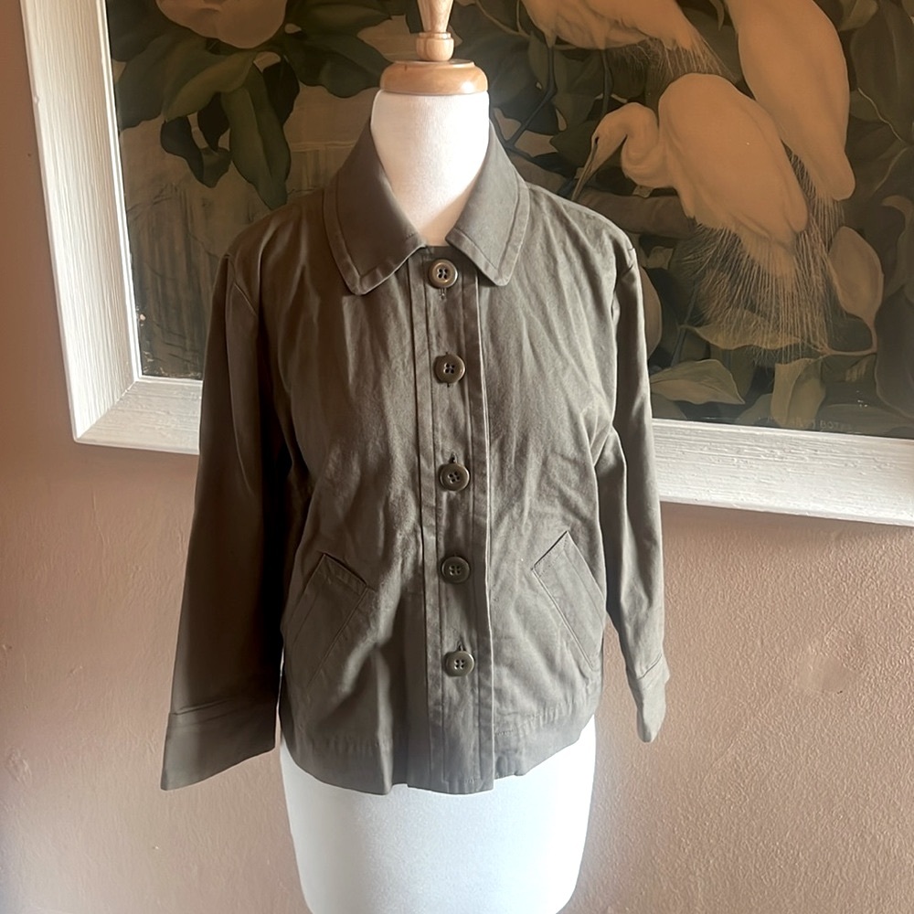 Army green cotton waist coat Talbots